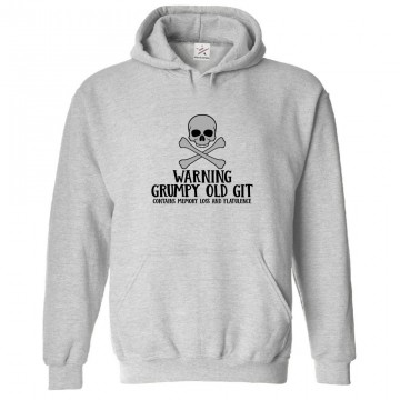 Warning Grumpy Old Git Contains Memory Loss and Flatulence Funny Classic Unisex Kids and Adults Pullover Hoodie